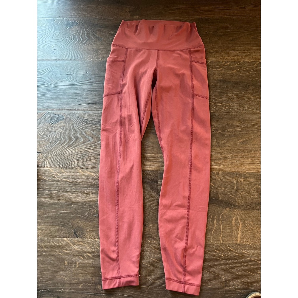 Yogalicious Womens High Waisted Side Pocket Leggings Rose Pink Size S RN144527